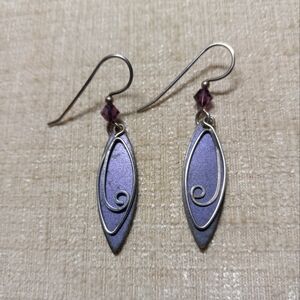 Jody Coyote Purple Patina Brass Drop Earrings